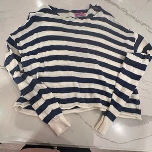 Edikted Striped Anney Oversized Striped Sweater in Navy and White